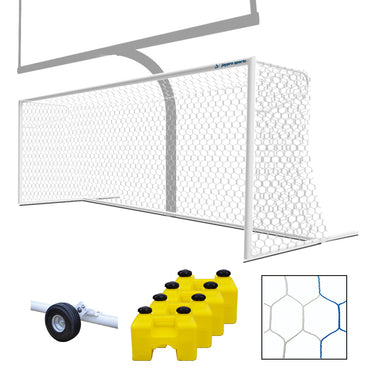 Soccer Goals - Nova Premier Adjustable Goal Package (8 ft.H x 24 ft.W x 4 ft.B x 10 ft.D) - NCAA, NFHS, FIFA, and ASTM Compliant (White)